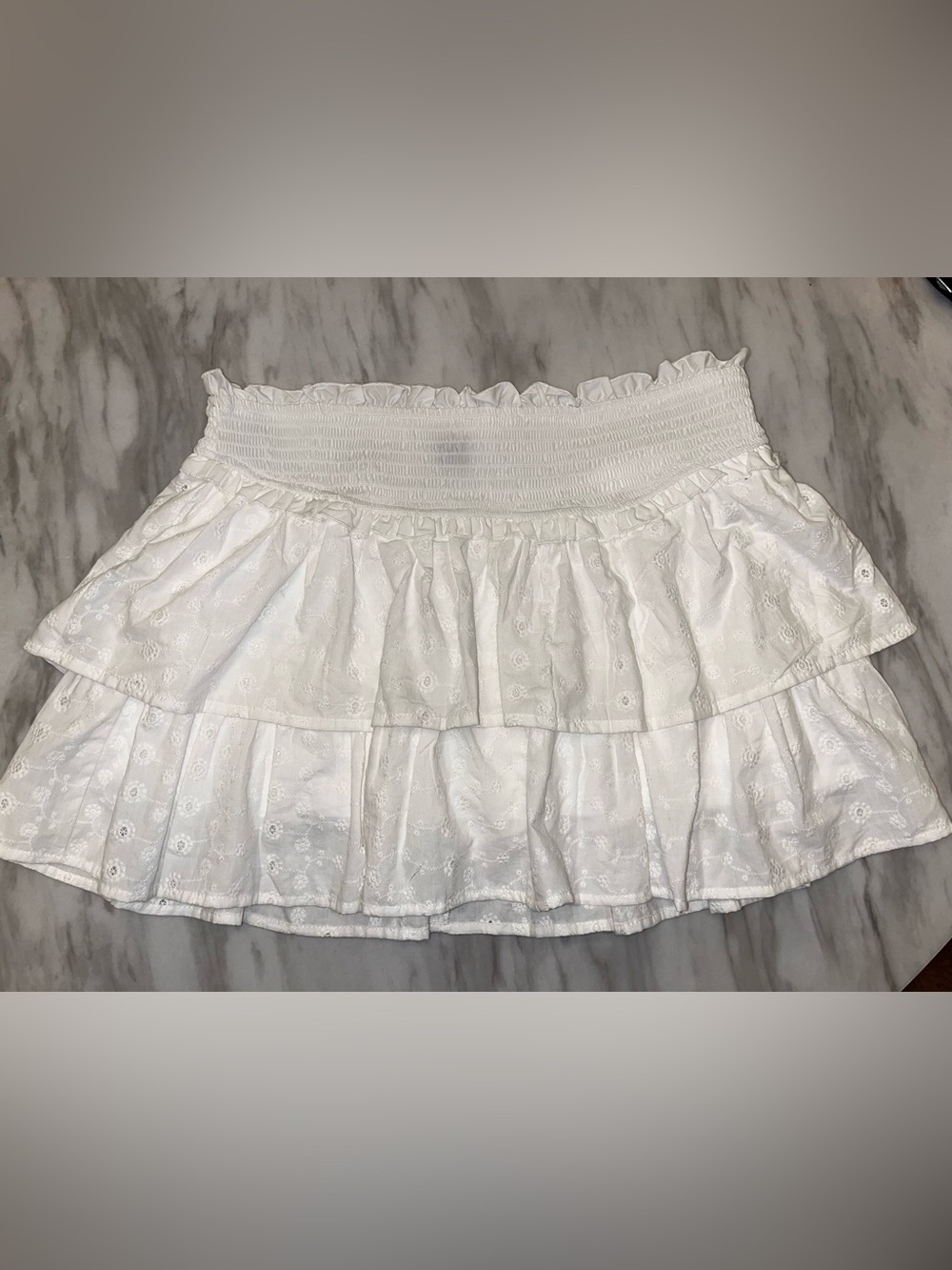 NWOT Wild Fable White Eyelet Ruffle Skort Smocked Waist L